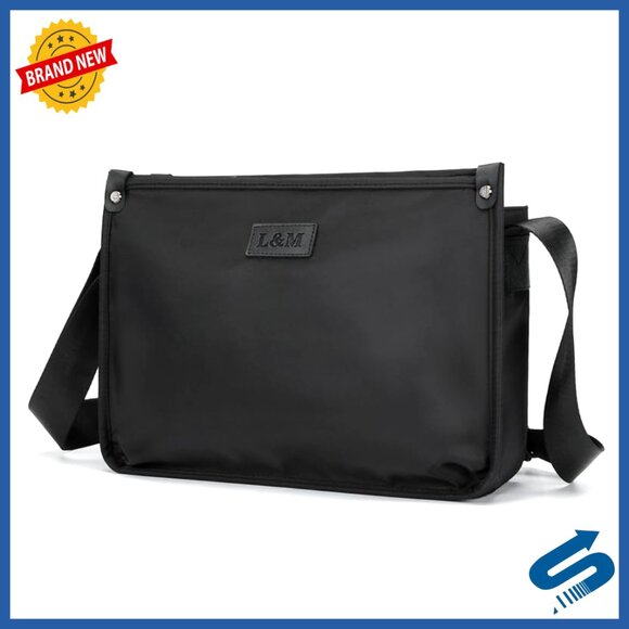 Men's Water-Resistant Crossbody Bag Fits 10-inch iPad Lightweight Oxford